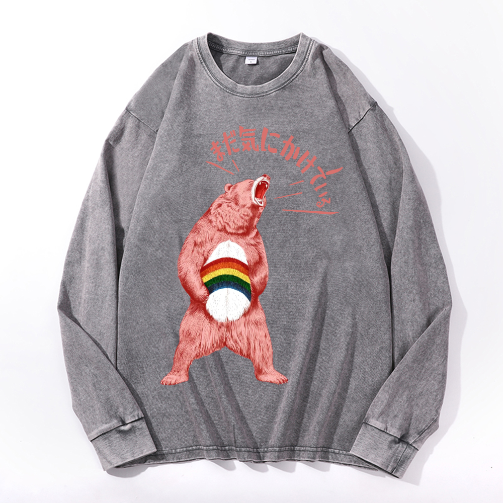 Vintage Cotton Wash Crewneck Long-Sleeve T-Shirt