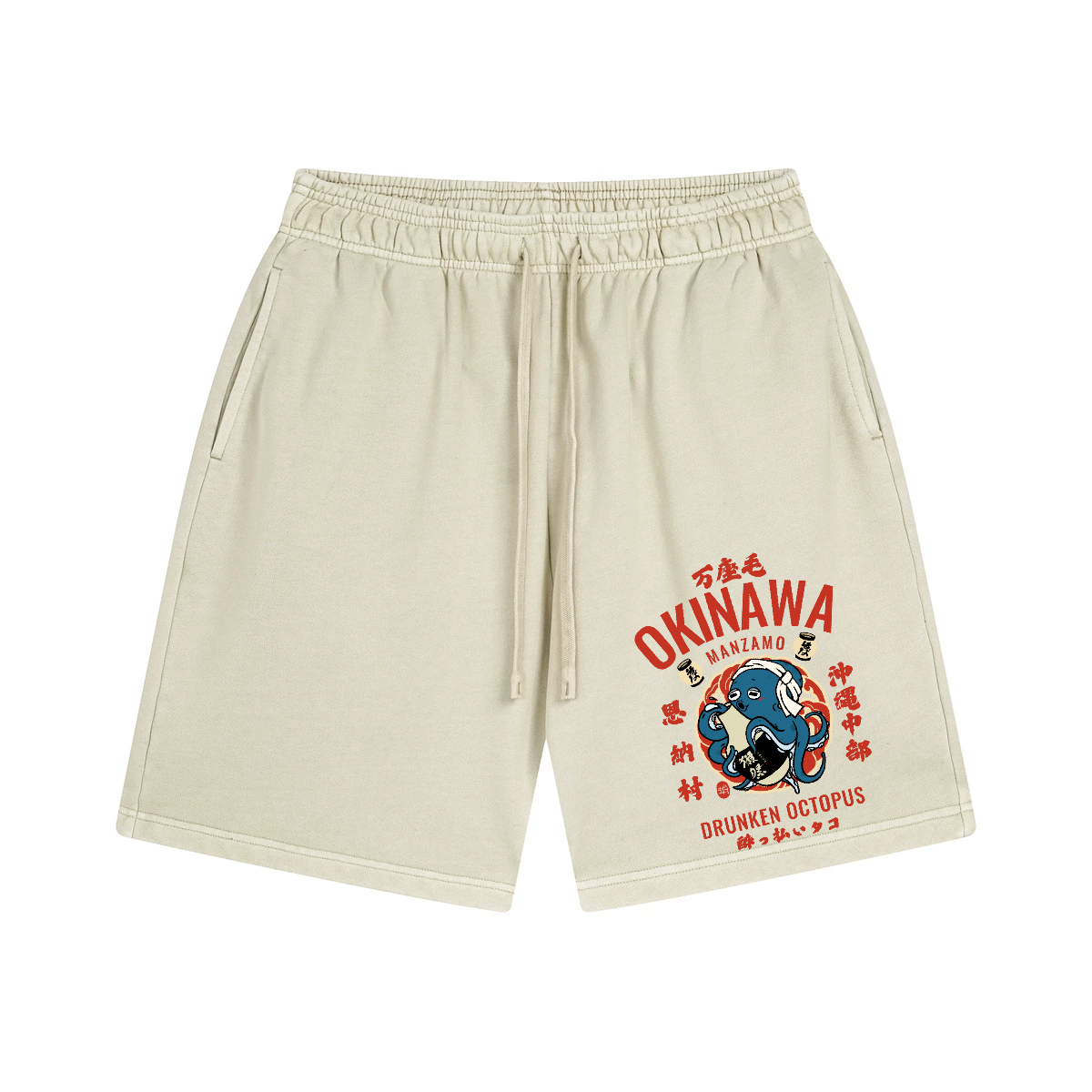 Okinawa Drunken Octopus Vintage Pure Thick Cotton Shorts