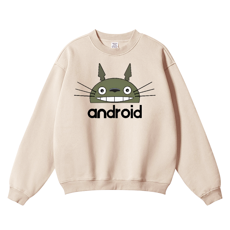 Ghibli Totoro Android Vintage Cotton Blend Crewneck Sweatshirt