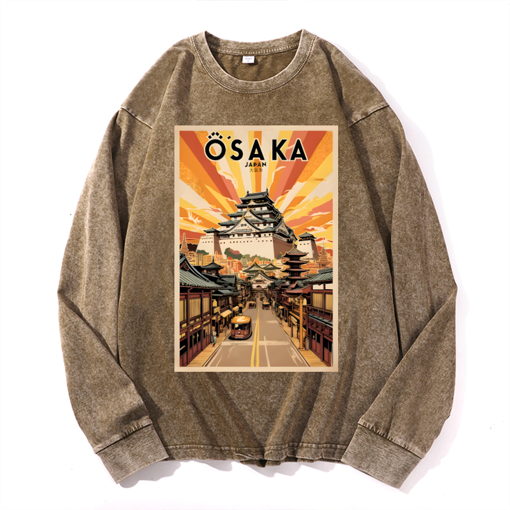 Osaka Vintage Cotton Wash Crewneck Long-Sleeve T-Shirt