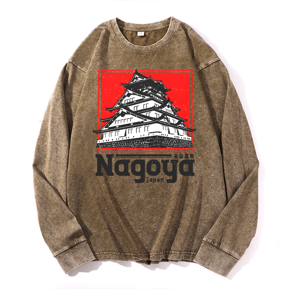 Nagoya Vintage Cotton Wash Crewneck Long-Sleeve T-Shirt