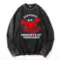 Sapporo Vintage Cotton Wash Crewneck Long-Sleeve T-Shirt