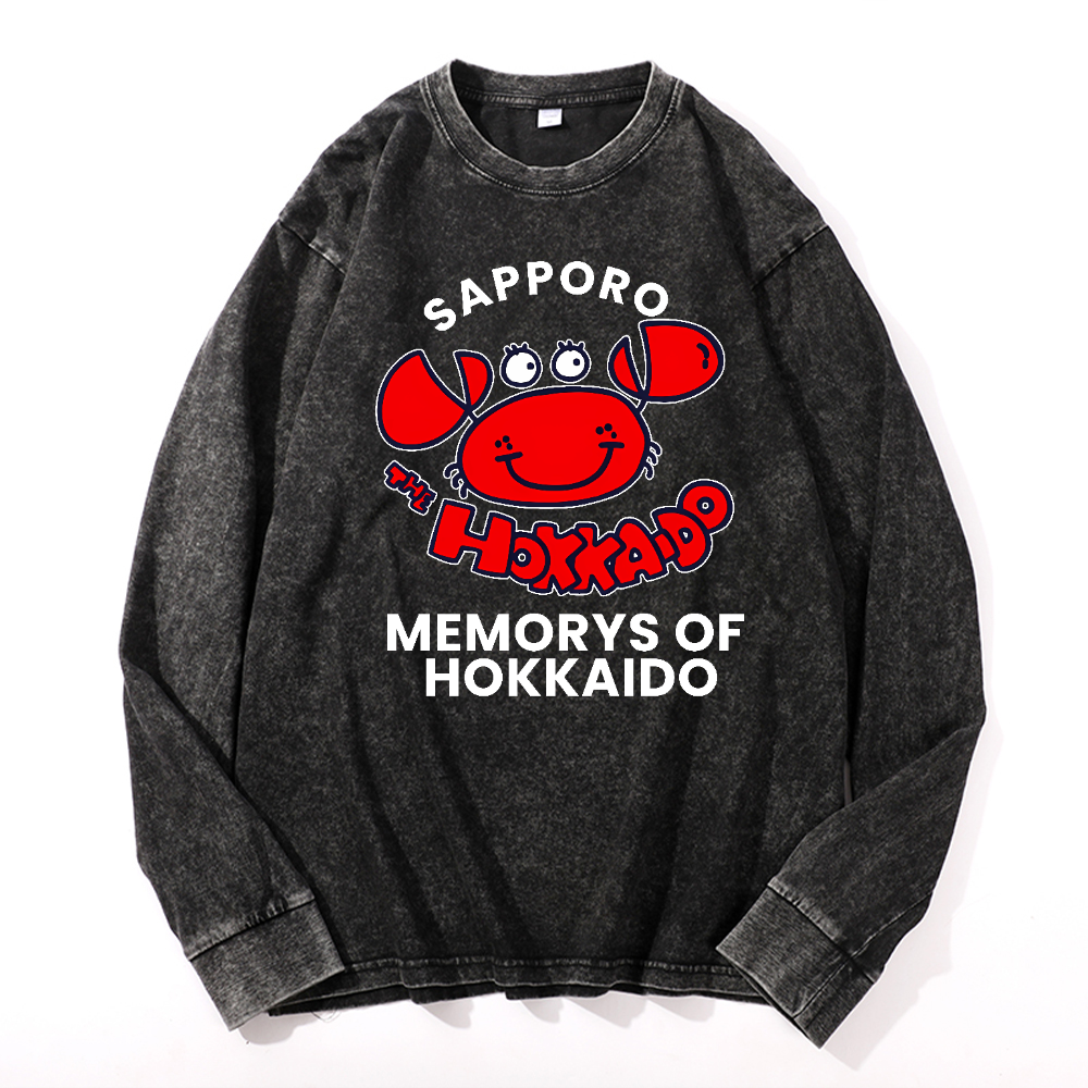 Sapporo Vintage Cotton Wash Crewneck Long-Sleeve T-Shirt