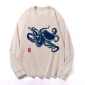 Octopus Vintage Cotton Wash Crewneck Long-Sleeve T-Shirt