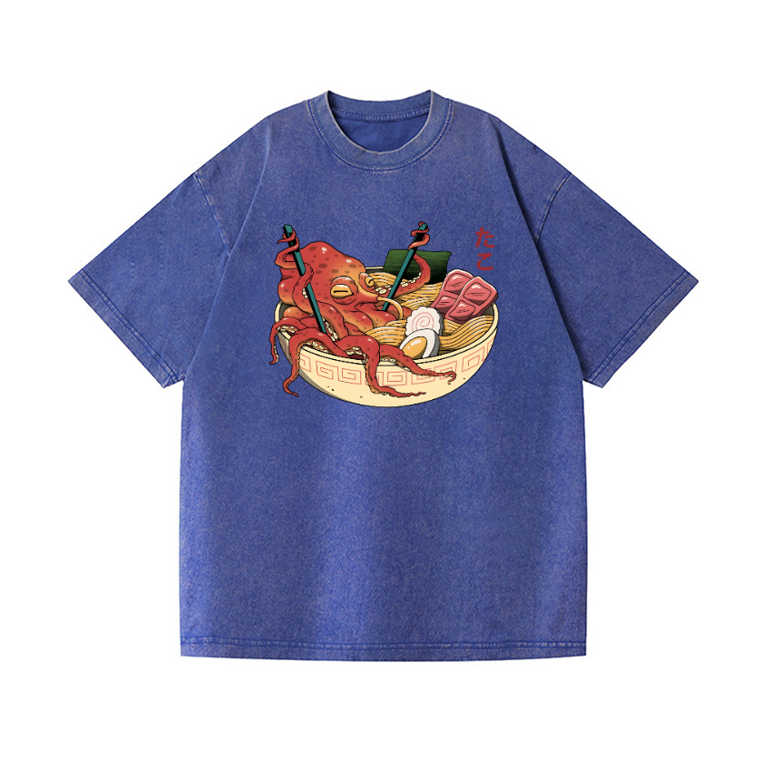 Ramen Octopus Vintage Wash Japanese Design T-Shirt