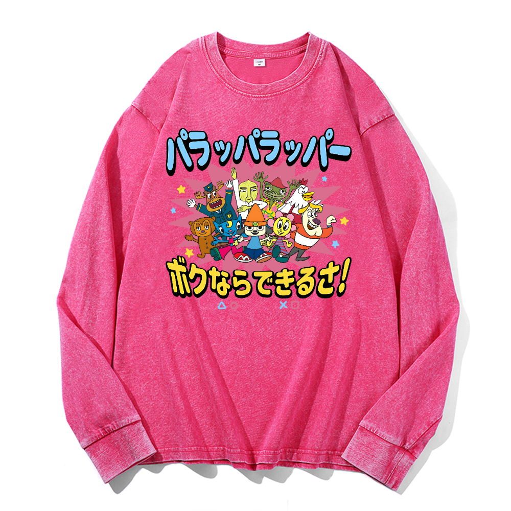 PaRappa the Rapper Vintage Cotton Wash Long-sleeve T-shirt