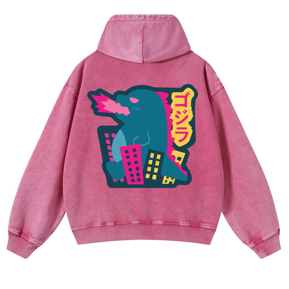 Kaiju Vintage Washed Cotton Back Art Hoodie