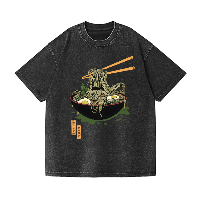 Ramen Monster Vintage Wash Japanese Design T-Shirt