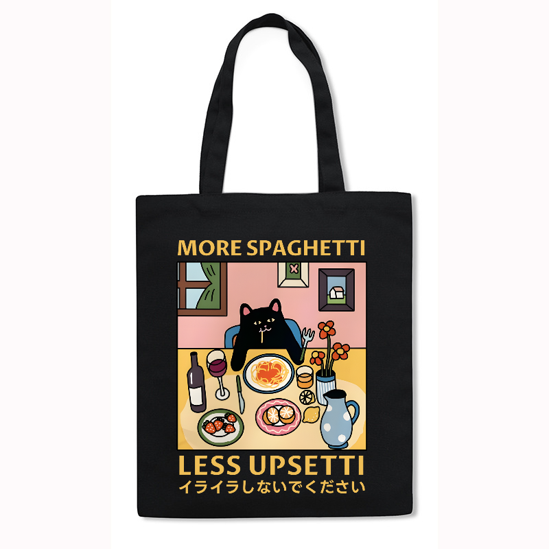 Spaghetti Cat Japanese Style Canvas Tote Bag