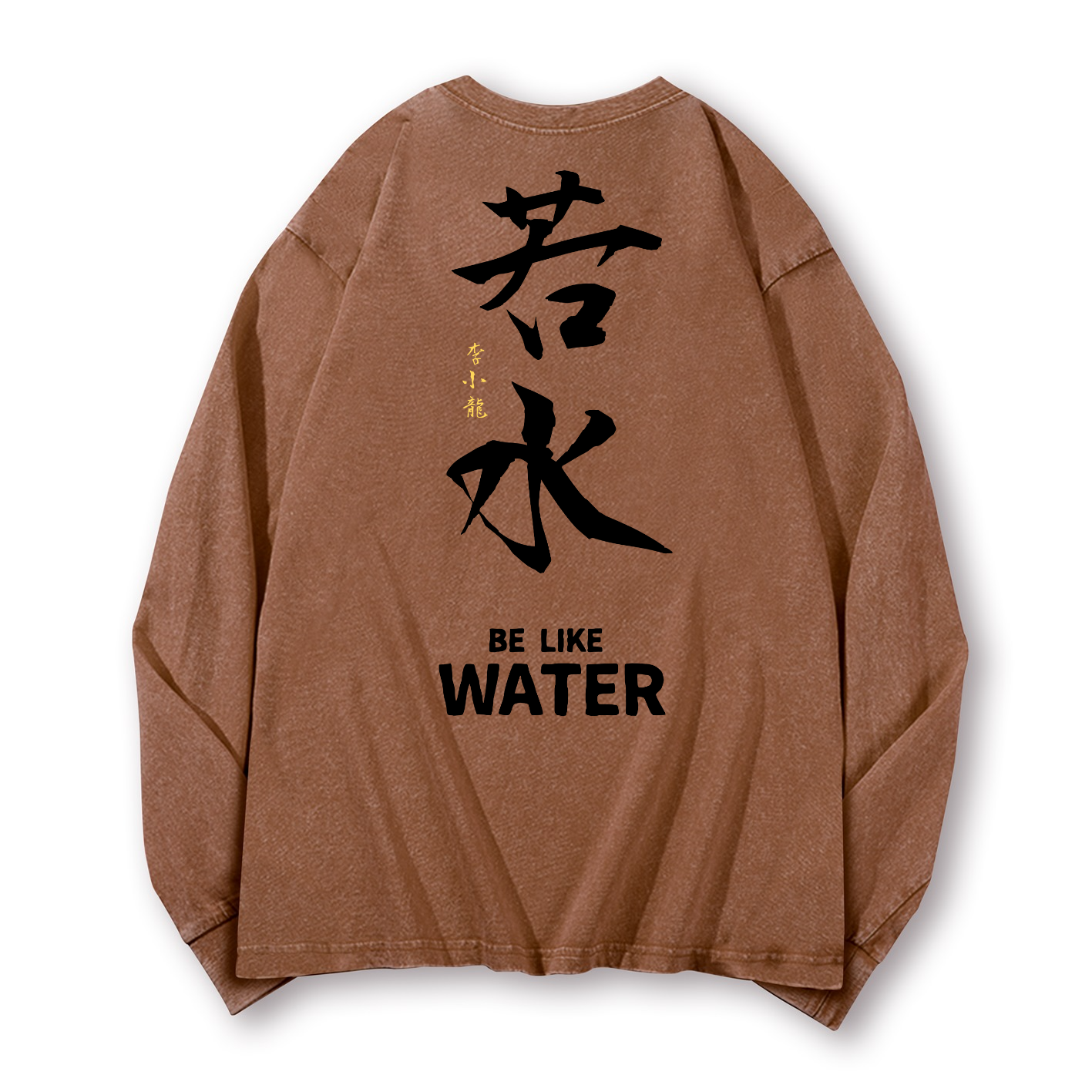 Bruce Lee Water Vintage Washed Cotton Back Art Long-sleeve T-shirt