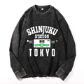 Vintage Cotton Wash Crewneck Long-Sleeve T-Shirt