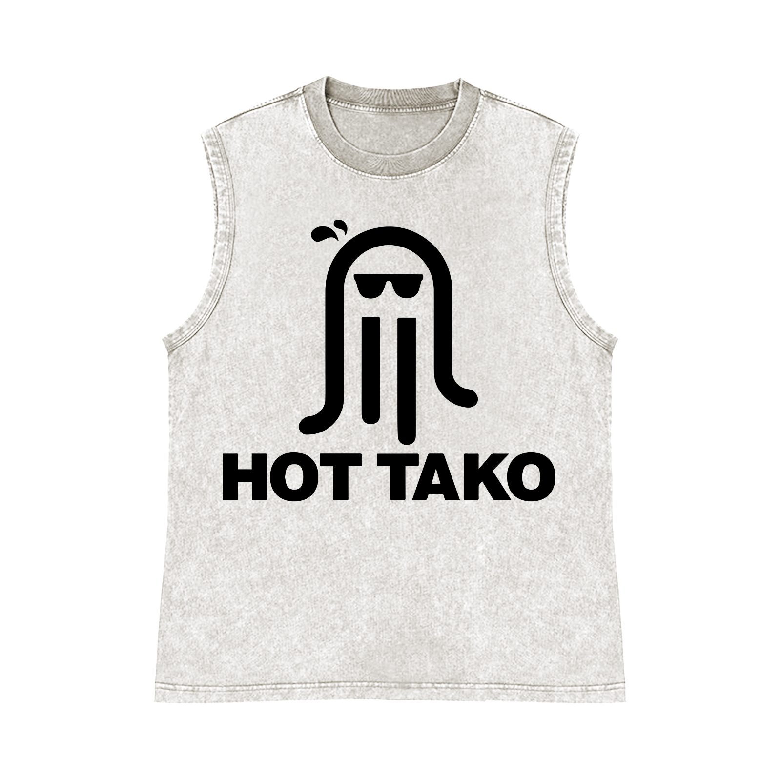 Hot Tako Octopus Pure Cotton Wash-Dyed Sleeveless Tank Top