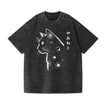 Cat Vintage Wash Japanese Design T-Shirt