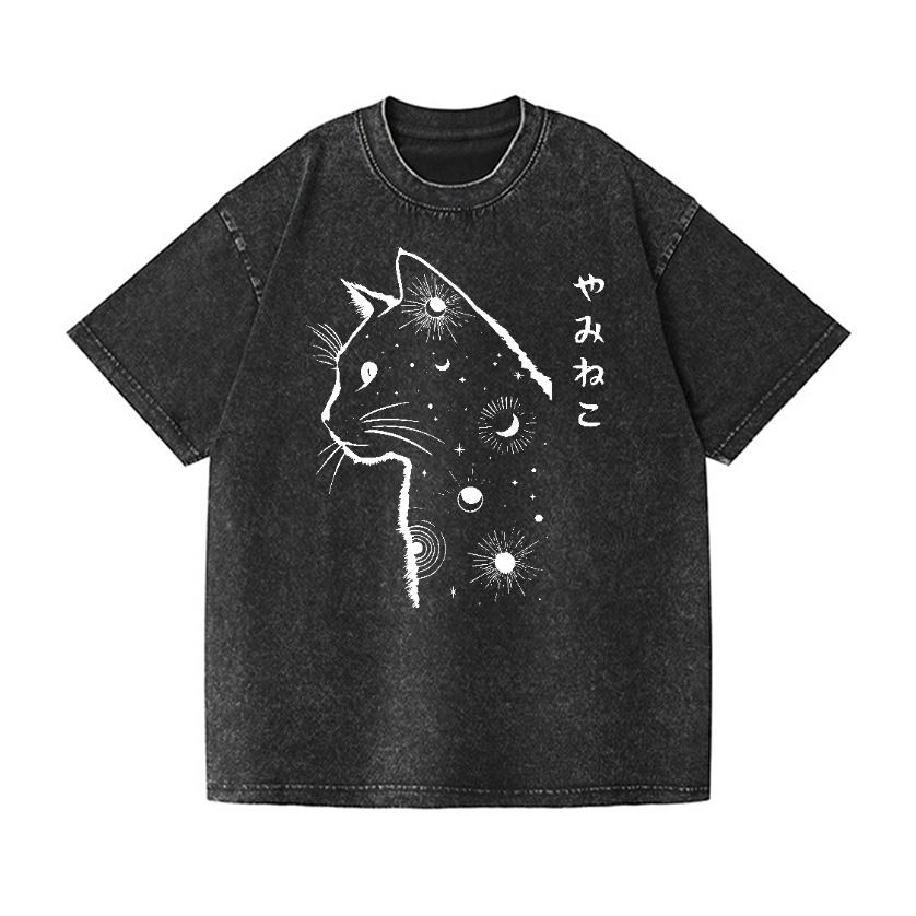 Cat Vintage Wash Japanese Design T-Shirt