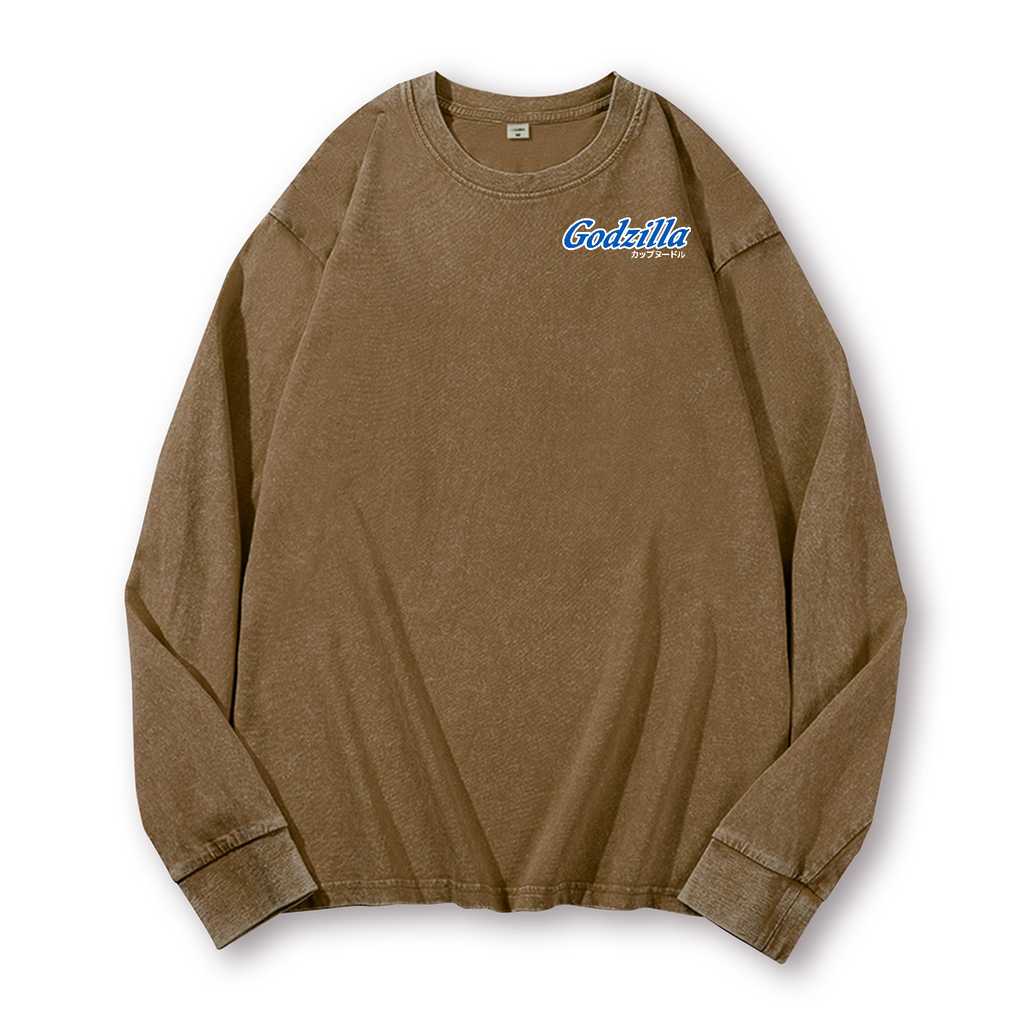 Cup Noodles Kaiju Vintage Washed Cotton Back Art Long-sleeve T-shirt