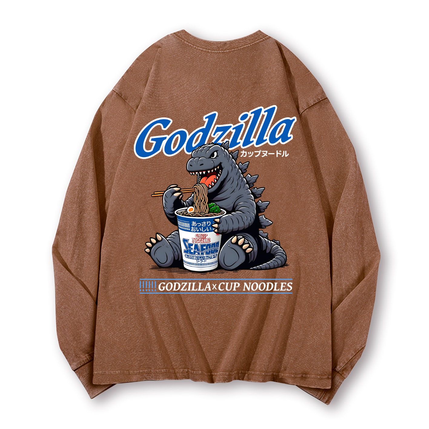 Cup Noodles Kaiju Vintage Washed Cotton Back Art Long-sleeve T-shirt