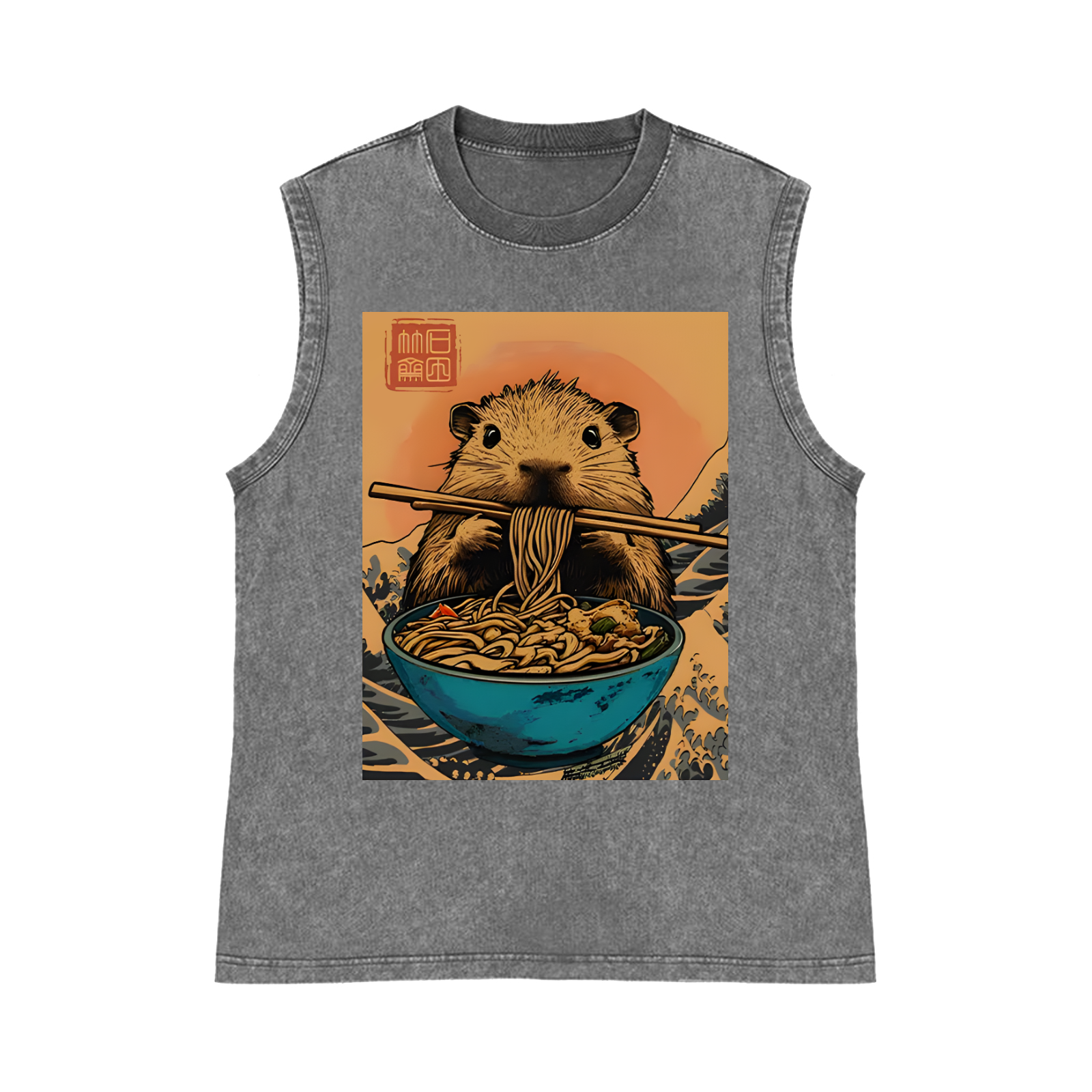 Ramen Pure Cotton Wash-Dyed Sleeveless Tank Top