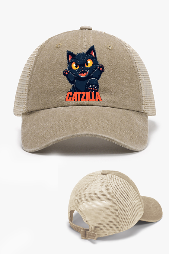 Catzilla Cat Kaiju Vintage Cotton Breathable Hat