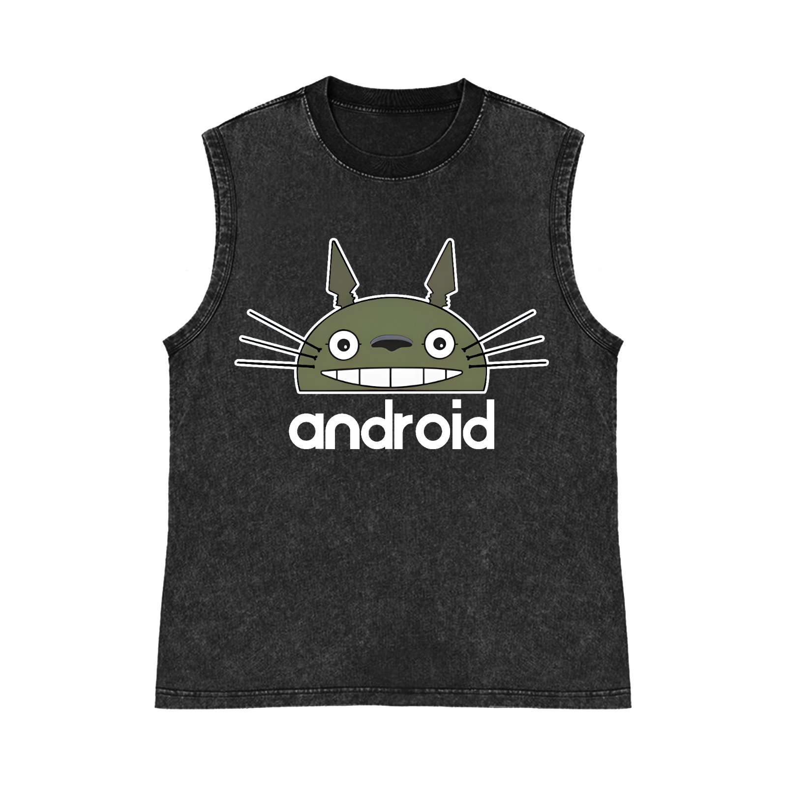 Ghibli Totoro Android Pure Cotton Wash-Dyed Sleeveless Tank Top