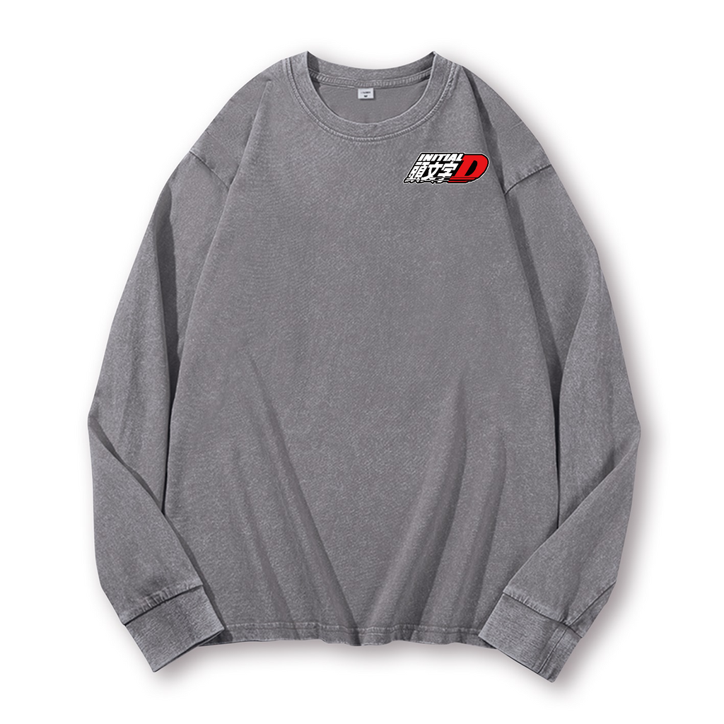 Initial D Vintage Washed Cotton Back Art Long-sleeve T-shirt