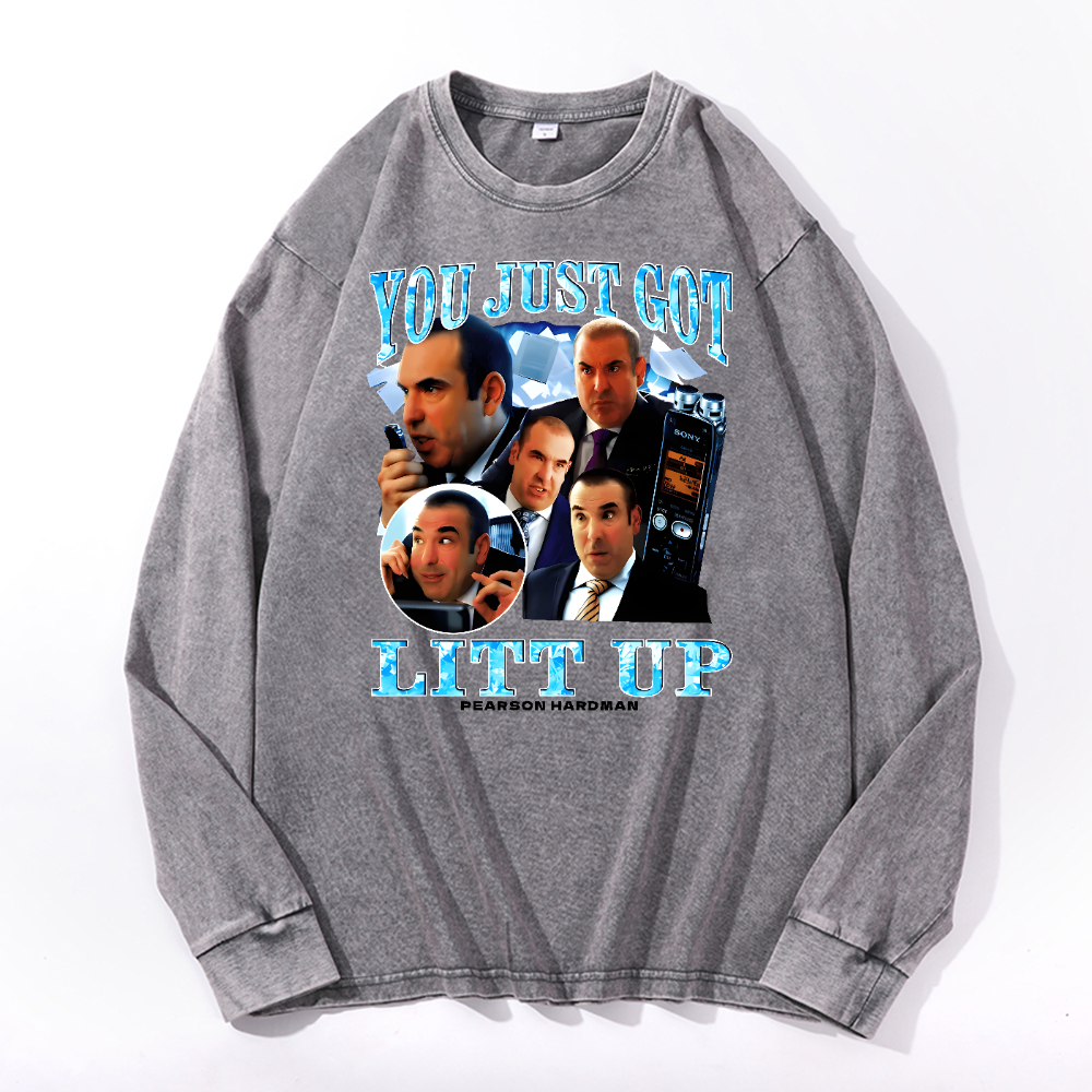 You Just Got Litt Up Vintage Cotton Wash Long-sleeve T-shirt