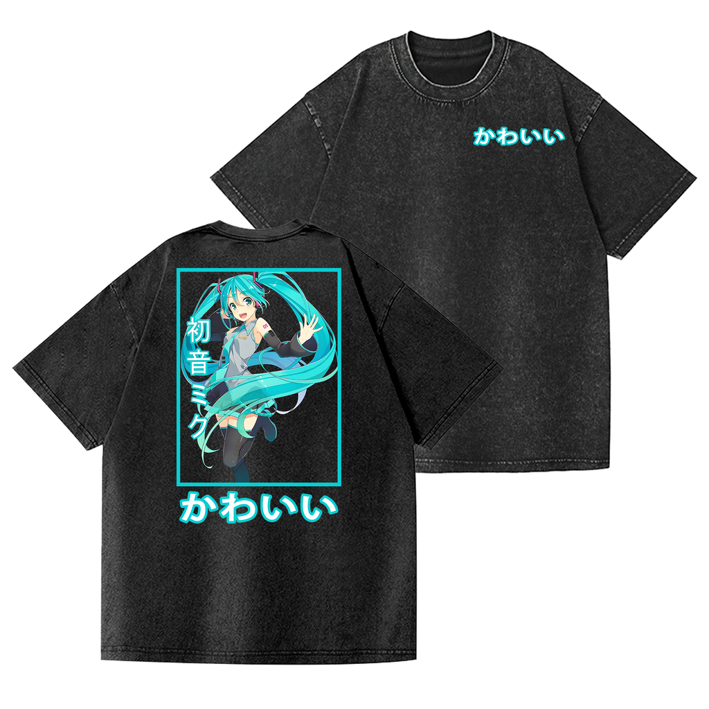 Hatsune Miku Vintage Wash Japanese Design Back Art T-Shirt