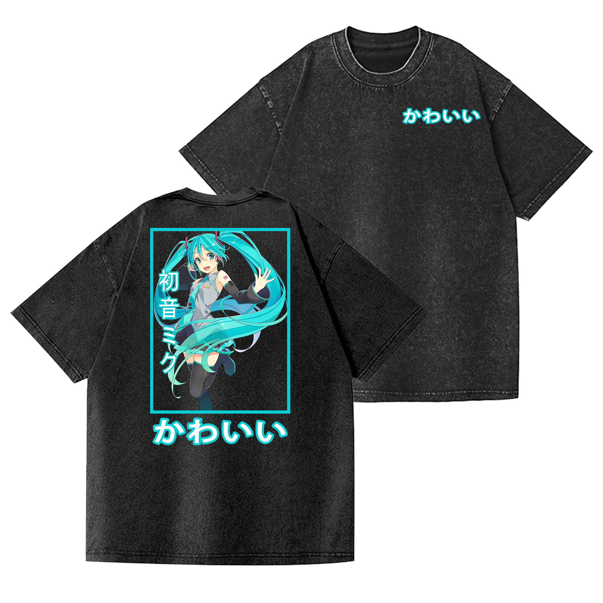 Hatsune Miku Vintage Wash Japanese Design Back Art T-Shirt