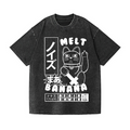 Cat Vintage Wash Japanese Design T-Shirt