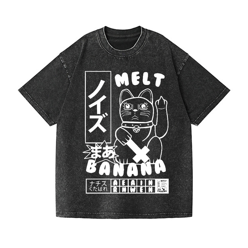 Cat Vintage Wash Japanese Design T-Shirt