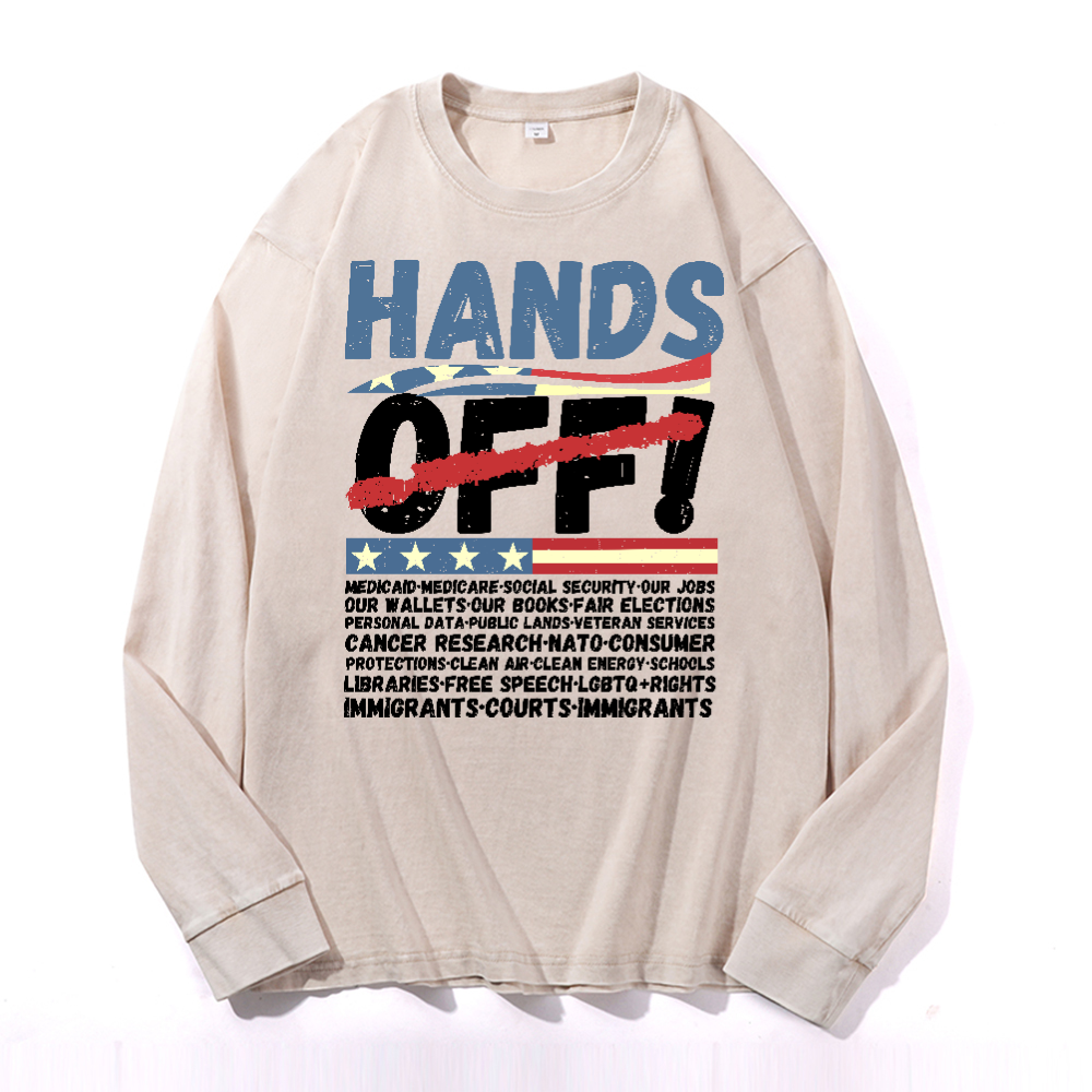 Hands Off... Vintage Cotton Wash Long-sleeve T-shirt