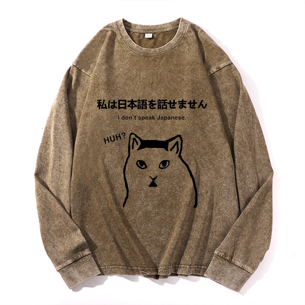 Vintage Cotton Wash Crewneck Long-Sleeve T-Shirt