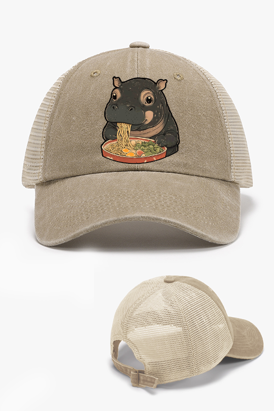 Hippo Ramen Vintage Cotton Breathable Hat