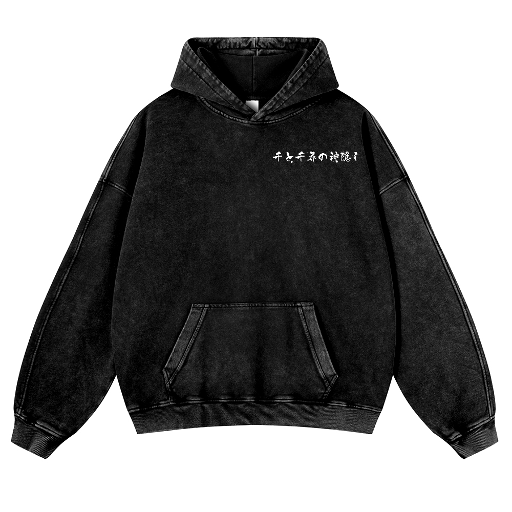 Ghibli No Face Kaonashi Vintage Washed Cotton Back Art Hoodie