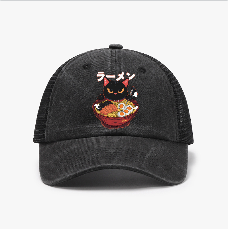 Ramen Cat Vintage Cotton Breathable Hat