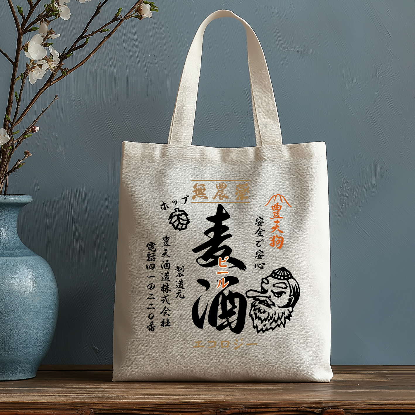 Tengu Beer Japanese Style Canvas Tote Bag
