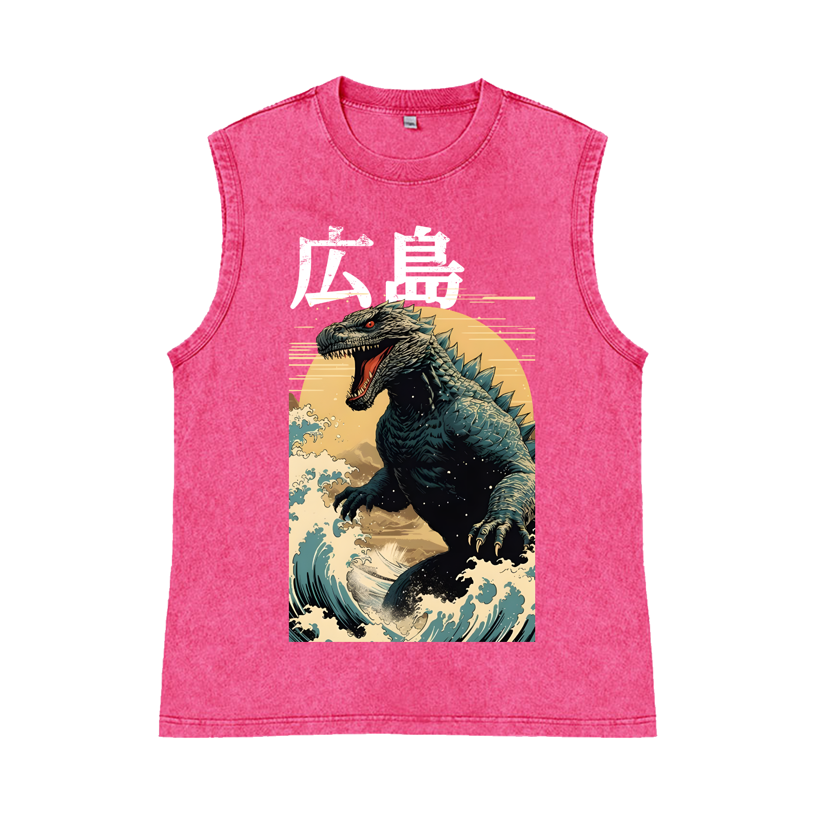 Hiroshima Kaiju Pure Cotton Wash-Dyed Sleeveless Tank Top