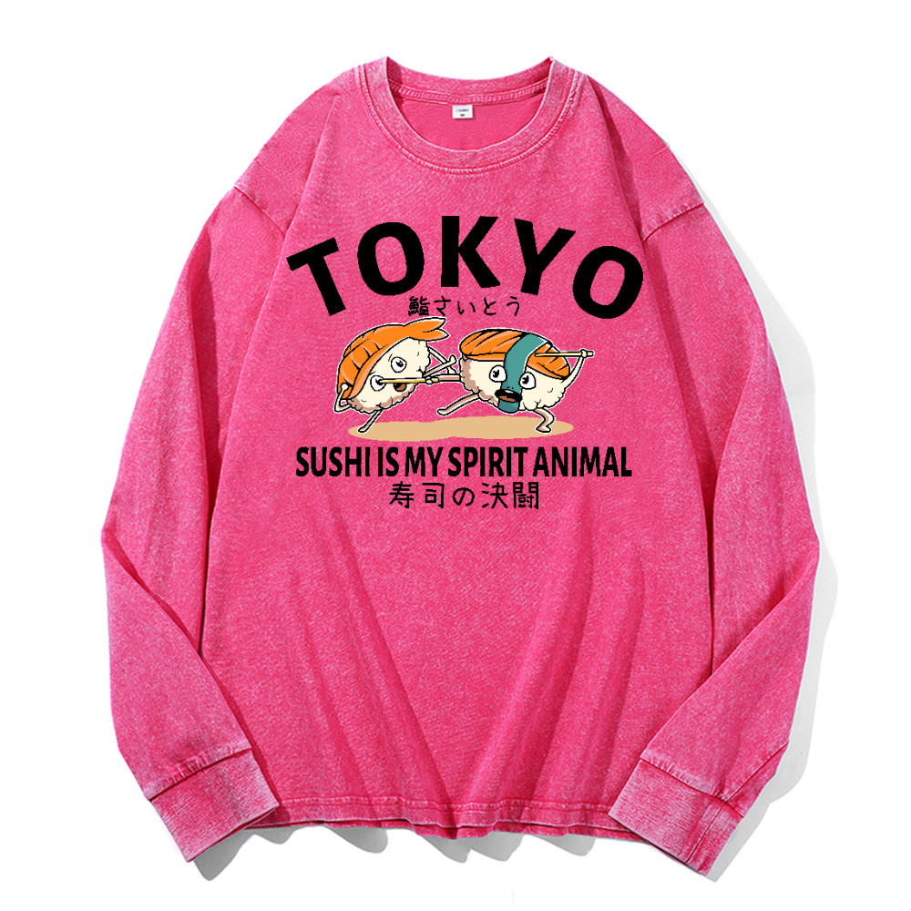 Sushi Vintage Cotton Wash Crewneck Sweatshirt
