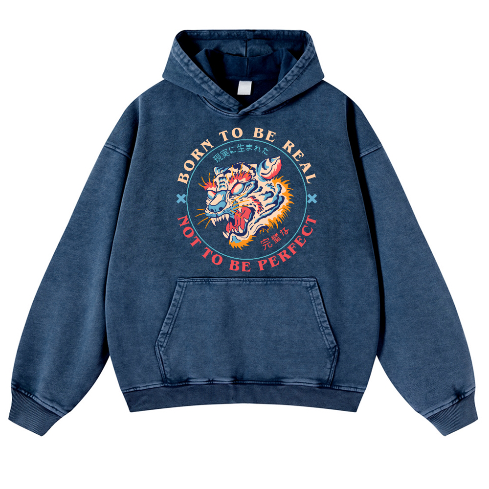Tiger Vintage Washed Thick Cotton Hoodie