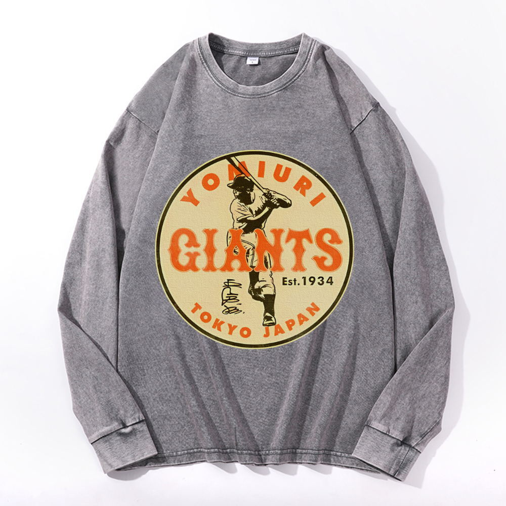 Vintage Cotton Wash Crewneck Long-Sleeve T-Shirt