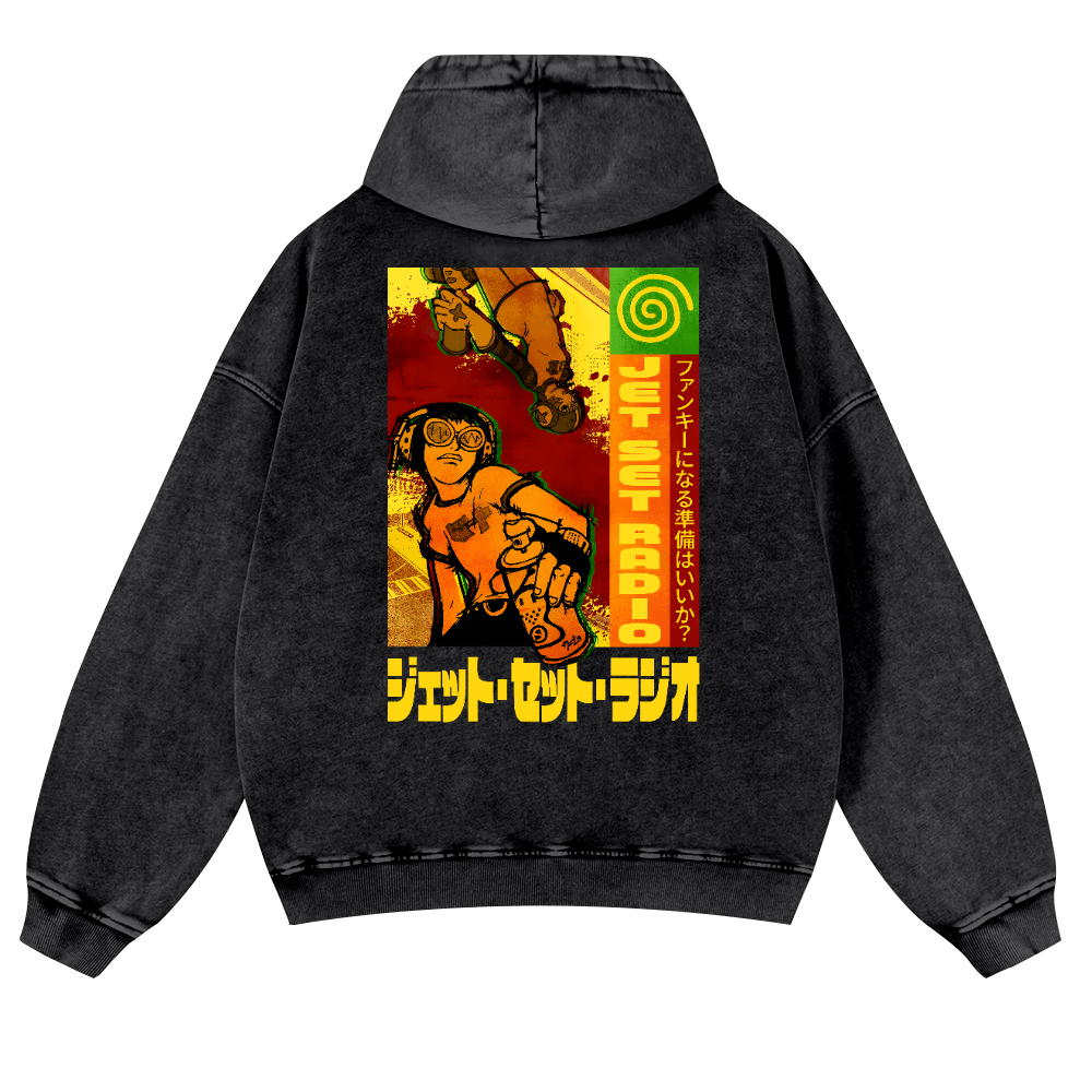 Jet Set Radio Vintage Washed Cotton Back Art Hoodie
