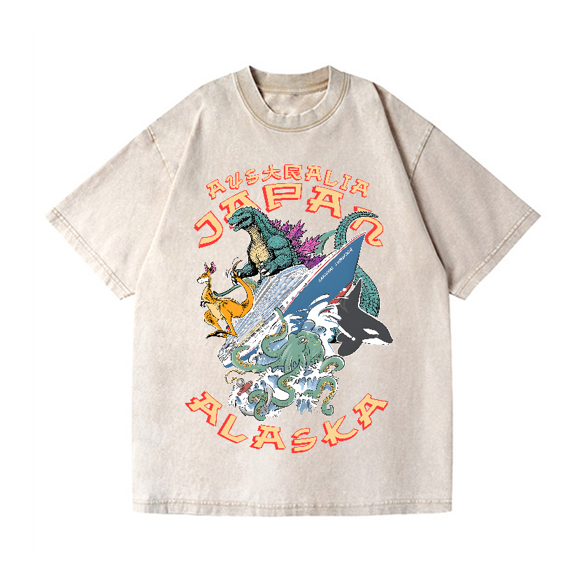 Japan Alaska Kaiju Vintage Wash Japanese Design T-Shirt