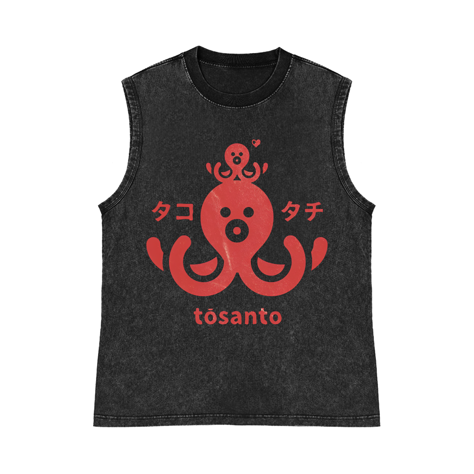 Octopus Pure Cotton Wash-Dyed Sleeveless Tank Top