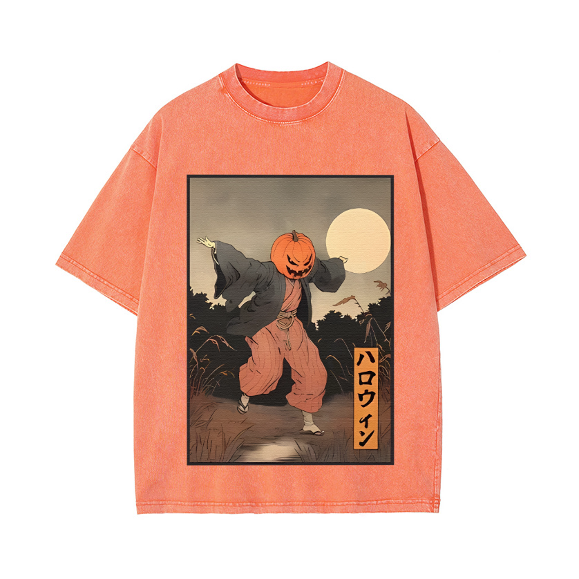 Kimono Pumpkin Person Vintage Wash Japanese Design T-Shirt