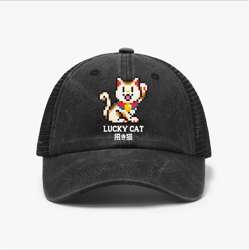 Mosaic Lucky Cat Vintage Cotton Breathable Hat