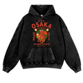 Osaka Dotonbori Drunken Octopus Vintage Washed Thick Cotton Hoodie