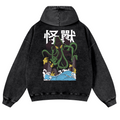 Octopus Monster Vintage Washed Cotton Back Art Hoodie