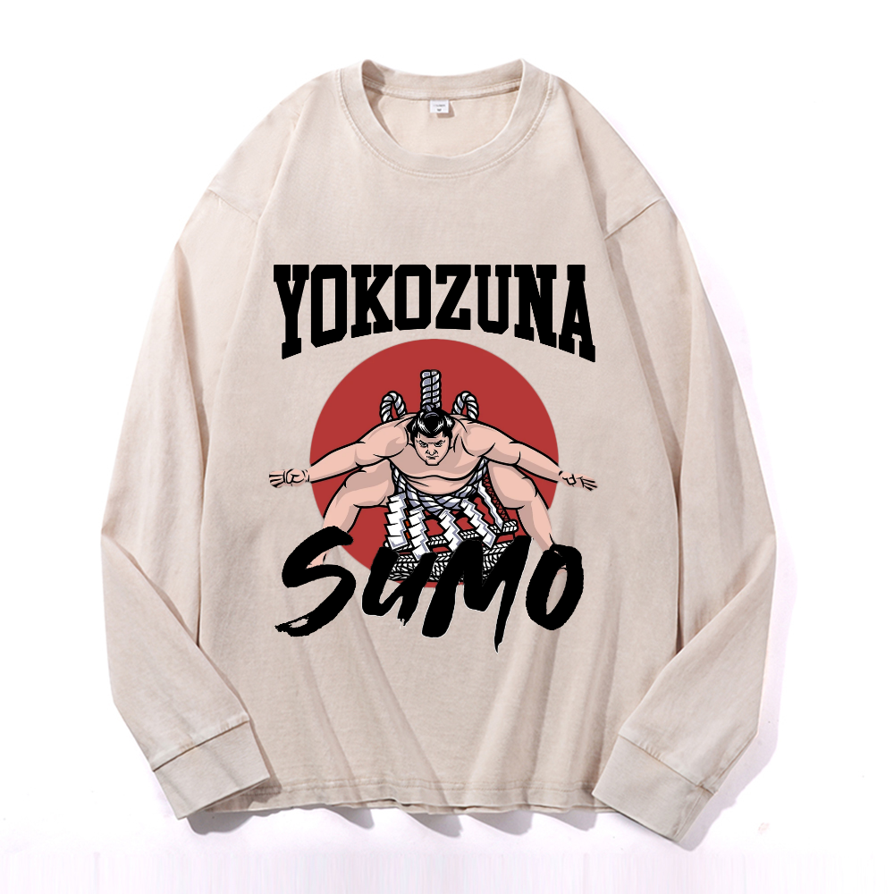 Vintage Cotton Wash Crewneck Long-Sleeve T-Shirt