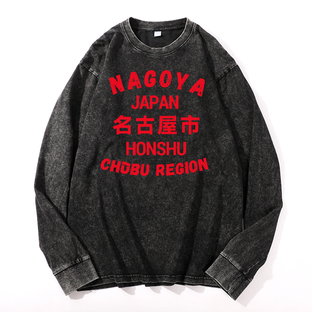 Nagoya Vintage Cotton Wash Crewneck Long-Sleeve T-Shirt