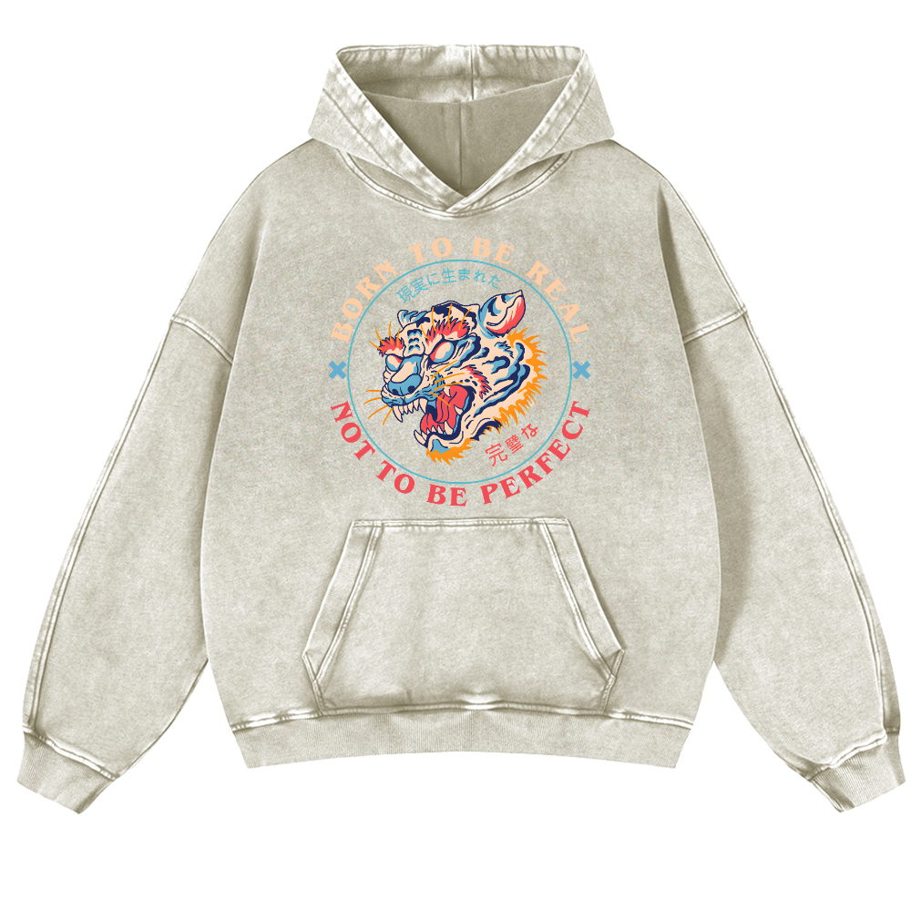 Tiger Vintage Washed Thick Cotton Hoodie