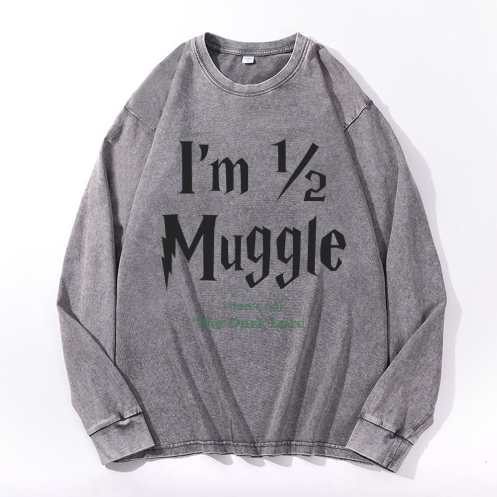 Vintage Cotton Wash Crewneck Long-Sleeve T-Shirt